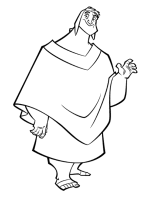 A coloring page of emperor kuzco